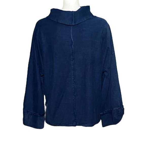 Sundance Indigo Days Oversized Cowl Neck Sweatshirt Size Small Embroidered Blue - Picture 4 of 5